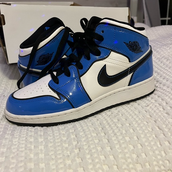 Patent Leather Royal Blue Jordan Mids - Picture 5 of 5